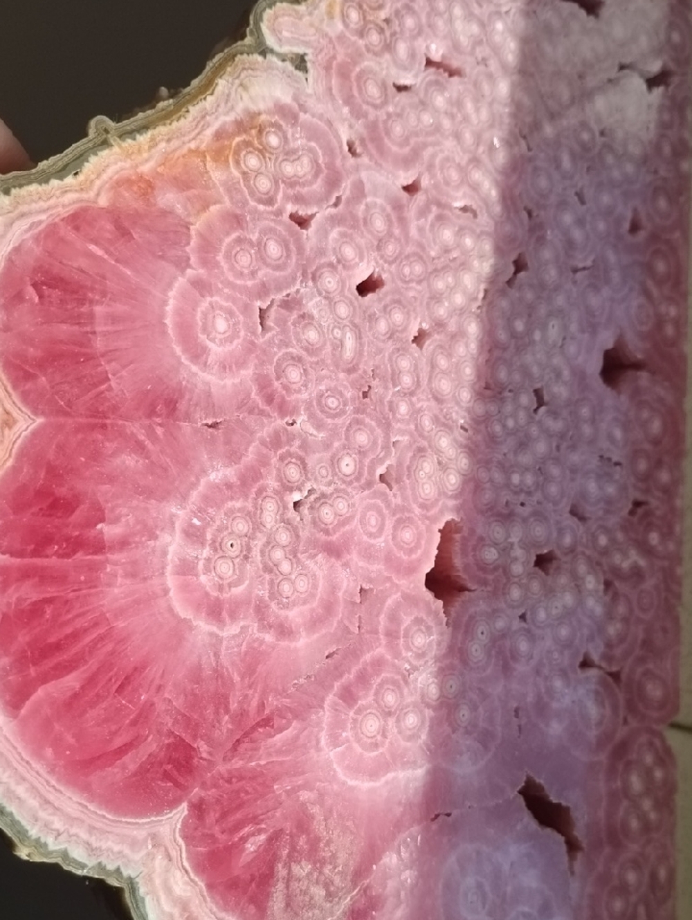 Pink Rhodochrosite / Agate Slice - Decorative Mineral Slab